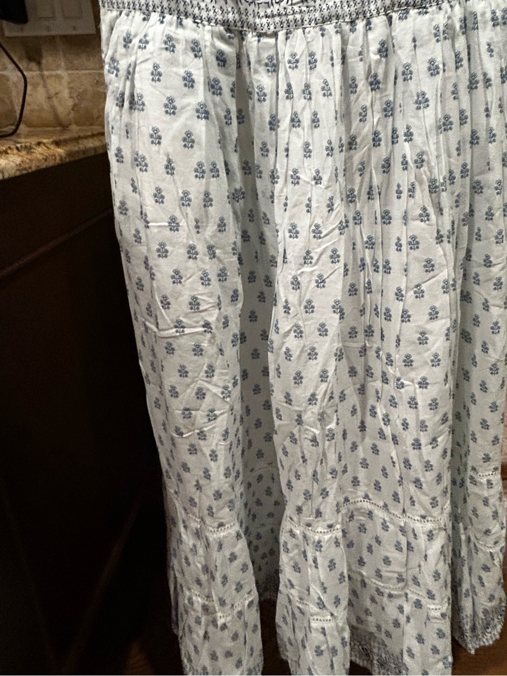 eShakti Cotton Dress NWOT blue Indian floral block print maxi voile-lined 16w - Picture 3 of 16